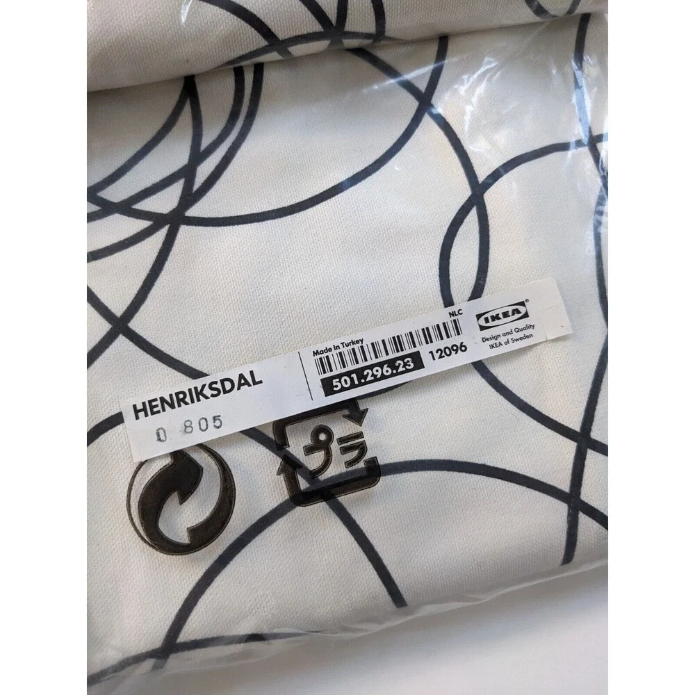 Set of 4 IKEA Henriksdal‎ Chair Covers Slipcovers Abstract Black White Pattern